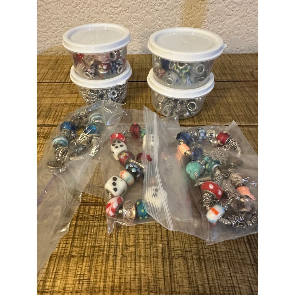 Lot of Pandora Style Bracelets and Tons of beads!